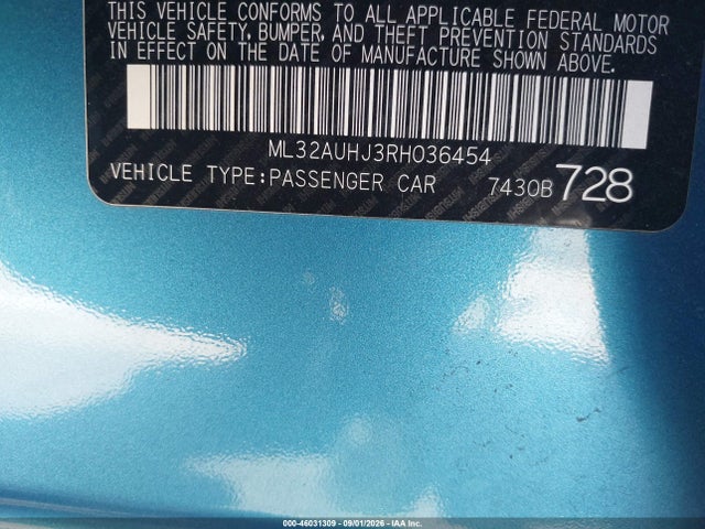 Aukcja sprzedaży 2024 Mitsubishi Mirage Es, vin: ML32AUHJ3RH036454, numer aukcji: 46031309