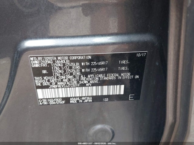 JTMBFREV2JJ723019 Toyota RAV4 LE
