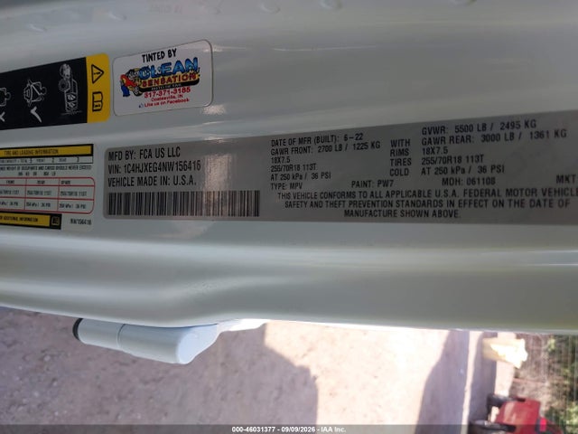 Продаж на аукціоні авто 2022 Jeep Wrangler Unlimited Sahara Altitude 4x4, vin: 1C4HJXEG4NW156416, номер лоту: 46031377