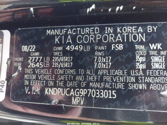 46031386 :رقم المزاد ، KNDPUCAG9P7033015 vin ، 2023 Kia Sportage Hybrid Lx مزاد بيع