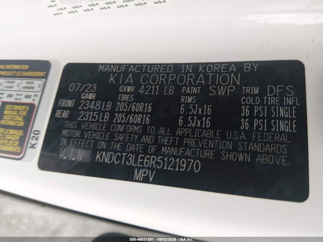 2024 Kia Niro Sx მანქანა იყიდება აუქციონზე, vin: KNDCT3LE6R5121970, აუქციონის ნომერი: 46031391