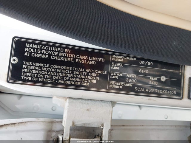 2000 Rolls-royce Silver Seraph მანქანა იყიდება აუქციონზე, vin: SCALA61E3YCX04105, აუქციონის ნომერი: 46031423