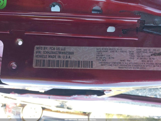 Продаж на аукціоні авто 2021 Jeep Wrangler Sport S 4x4, vin: 1C4HJXAG7MW823869, номер лоту: 46031479