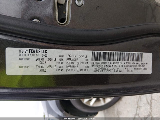 46031487 :رقم المزاد ، 3C4PDCBG7GT131342 vin ، 2016 Dodge Journey Sxt مزاد بيع