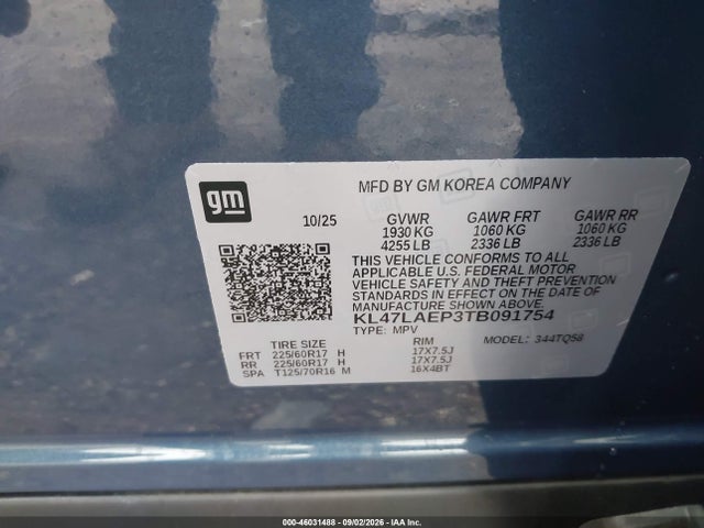Aukcja sprzedaży 2026 Buick Envista Preferred Fwd, vin: KL47LAEP3TB091754, numer aukcji: 46031488