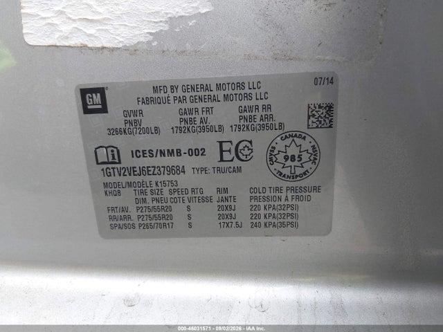 GMC Sierra 1500 Slt 2014 1GTV2VEJ6EZ379684 Image 9