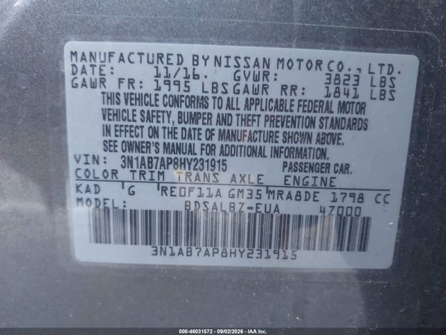 3N1AB7AP8HY231915 Nissan SENTRA S