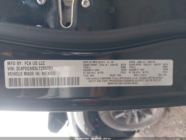 Продаж на аукціоні авто 2020 Dodge Journey Se Value, vin: 3C4PDCAB3LT280721, номер лоту: 46031584