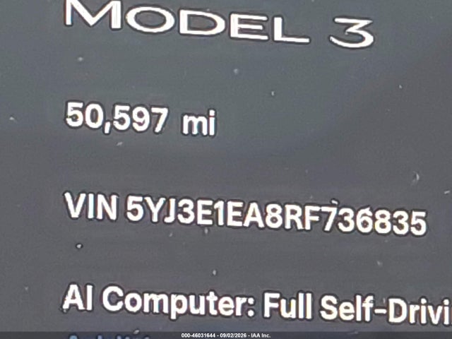 Продаж на аукціоні авто 2024 Tesla Model 3 Long Range Dual Motor All-wheel Drive/rear-wheel Drive, vin: 5YJ3E1EA8RF736835, номер лоту: 46031644