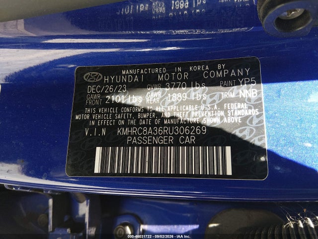 Продажа на аукционе авто 2024 Hyundai Venue Sel, vin: KMHRC8A36RU306269, номер лота: 46031722