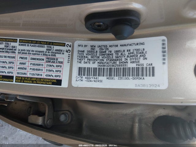 2006 Toyota Corolla Ce მანქანა იყიდება აუქციონზე, vin: 1NXBR32E96Z589331, აუქციონის ნომერი: 46031779