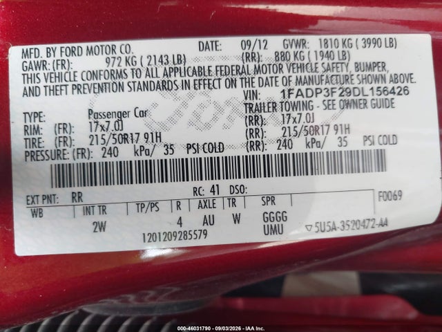 Продаж на аукціоні авто 2013 Ford Focus Se, vin: 1FADP3F29DL156426, номер лоту: 46031790