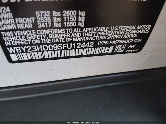 WBY23HD09SFU12442 BMW I4 Gran Coupe Edrive40