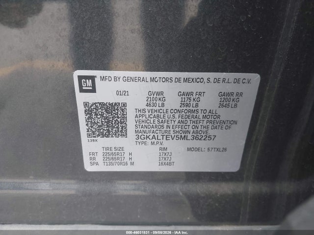 Aukcja sprzedaży 2021 Gmc Terrain Awd Sle, vin: 3GKALTEV5ML362257, numer aukcji: 46031831