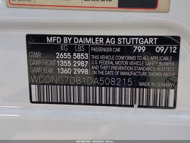 2013 Mercedes-benz S 550 მანქანა იყიდება აუქციონზე, vin: WDDNG7DB1DA508215, აუქციონის ნომერი: 46031854