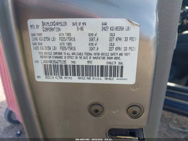 Продажа на аукционе авто 2006 Jeep Liberty Sport, vin: 1J4GK48K26W275195, номер лота: 46031862