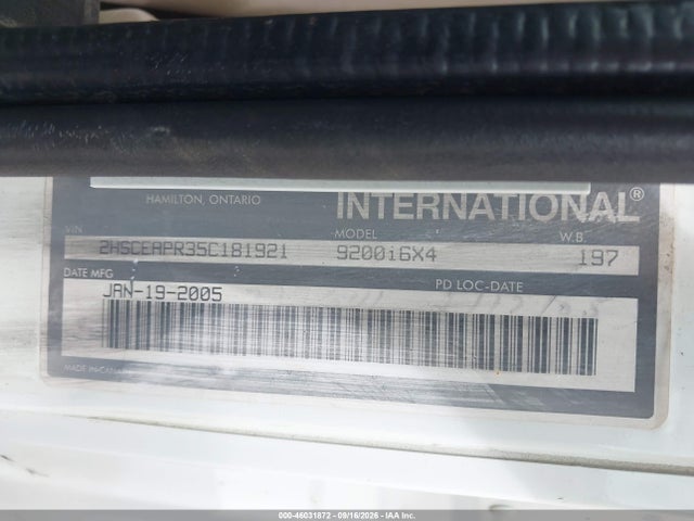 Продаж на аукціоні авто 2005 International 9200 9200i, vin: 2HSCEAPR35C181921, номер лоту: 46031872