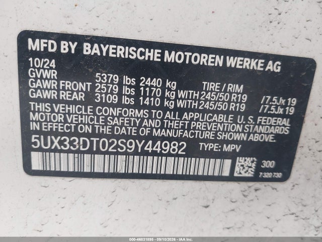 Продажа на аукционе авто 2025 Bmw X4 Xdrive30i, vin: 5UX33DT02S9Y44982, номер лота: 46031895