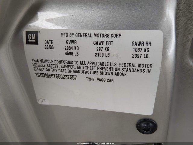 46031917 :رقم المزاد ، 1G6DM56T650237557 vin ، 2005 Cadillac Cts Standard مزاد بيع