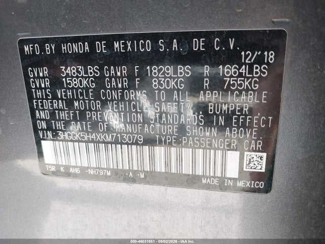 3HGGK5H4XKM713079 Honda FIT LX