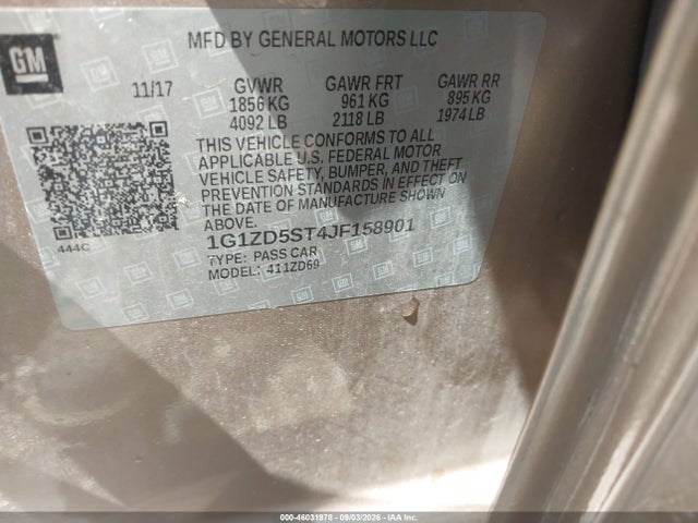Aukcja sprzedaży 2018 Chevrolet Malibu Lt, vin: 1G1ZD5ST4JF158901, numer aukcji: 46031978