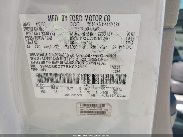 Aukcja sprzedaży 2011 Ford Escape Xls, vin: 1FMCU0C77BKC22936, numer aukcji: 46032078