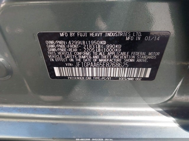 Продаж на аукціоні авто 2014 Subaru Impreza 2.0i, vin: JF1GPAA65E8268625, номер лоту: 46032099