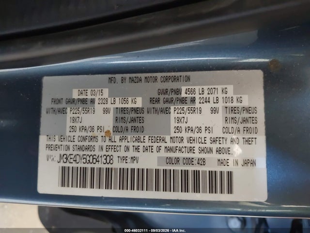 46032111 :رقم المزاد ، JM3KE4DY5G0641308 vin ، 2016 Mazda Cx-5 Grand Touring مزاد بيع