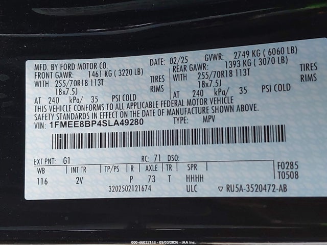 2025 Ford Bronco Outer Banks მანქანა იყიდება აუქციონზე, vin: 1FMEE8BP4SLA49280, აუქციონის ნომერი: 46032148