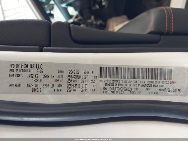 Продажа на аукционе авто 2016 Jeep Grand Cherokee 75th Anniversary, vin: 1C4RJFAG0GC506133, номер лота: 46032210