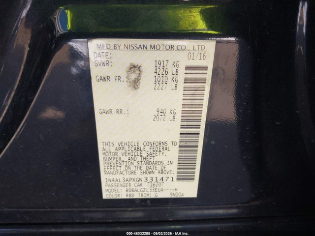 Nissan Altima 2.5 S 2016 1N4AL3APXGN331471 Image 9