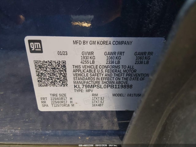 Продаж на аукціоні авто 2023 Chevrolet Trailblazer Fwd Lt, vin: KL79MPSL0PB119898, номер лоту: 46032358