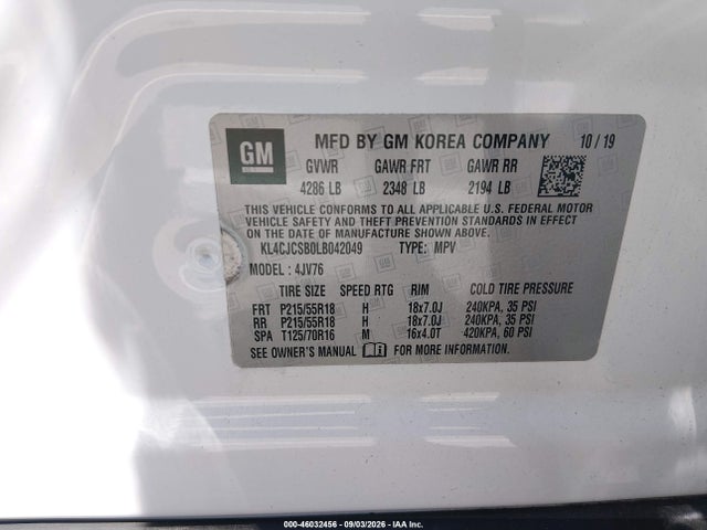 Aukcja sprzedaży 2020 Buick Encore Fwd Essence, vin: KL4CJCSB0LB042049, numer aukcji: 46032456