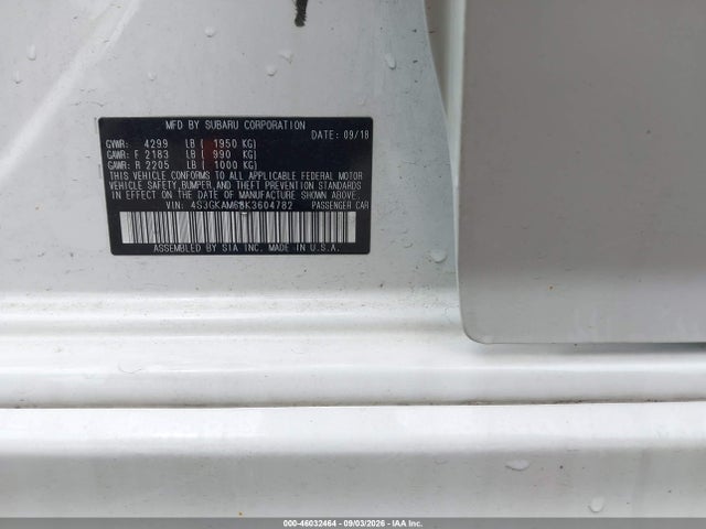 Auction sale of the 2019 Subaru Impreza 2.0i Sport, vin: 4S3GKAM68K3604782, lot number: 46032464