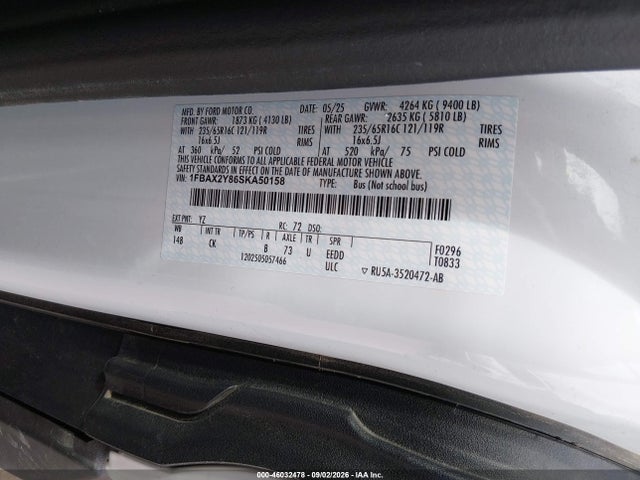 1FBAX2Y86SKA50158 Ford Transit-350 Passenger Van Xl/xlt