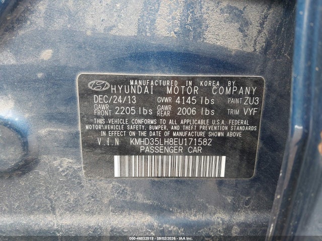 2014 Hyundai Elantra Gt მანქანა იყიდება აუქციონზე, vin: KMHD35LH8EU171582, აუქციონის ნომერი: 46032519