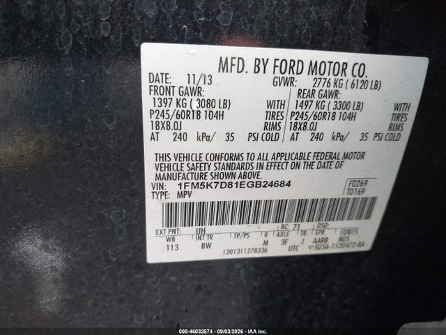 Продажа на аукционе авто 2014 Ford Explorer Xlt, vin: 1FM5K7D81EGB24684, номер лота: 46032574