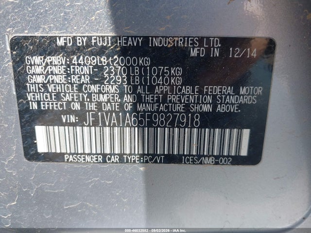 JF1VA1A65F9827918 Subaru WRX