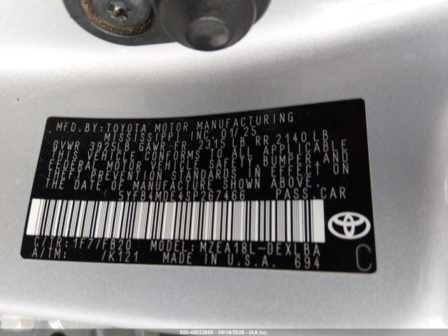 5YFB4MDE4SP267466 Toyota COROLLA LE