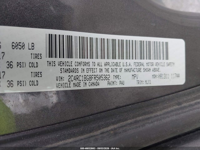 Продажа на аукционе авто 2015 Chrysler Town & Country Touring, vin: 2C4RC1BG8FR505362, номер лота: 46032663