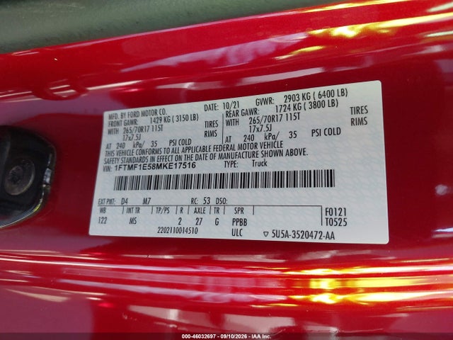 Ford F-150 Xlt 2021 1FTMF1E58MKE17516 Image 9