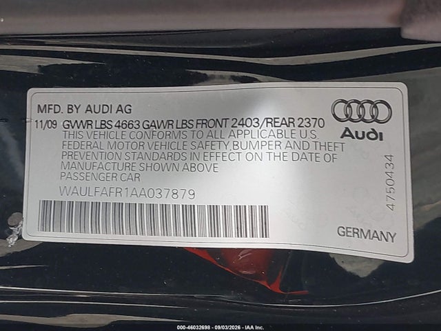 Продажа на аукционе авто 2010 Audi A5 2.0t Premium, vin: WAULFAFR1AA037879, номер лота: 46032698