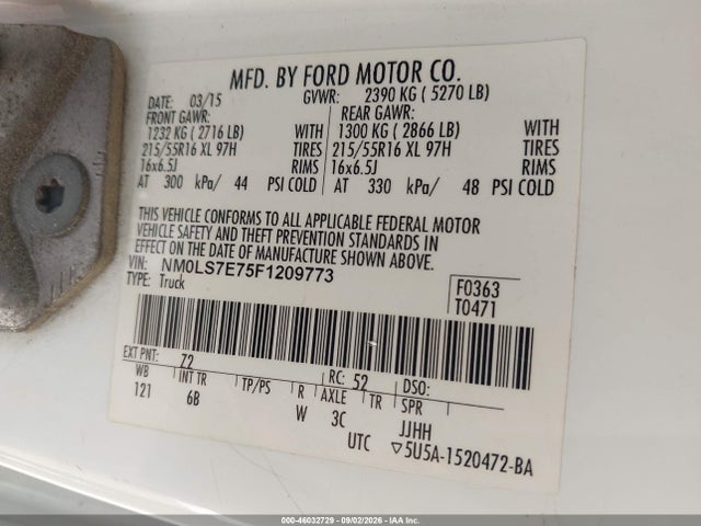 Продаж на аукціоні авто 2015 Ford Transit Connect Xl, vin: NM0LS7E75F1209773, номер лоту: 46032729