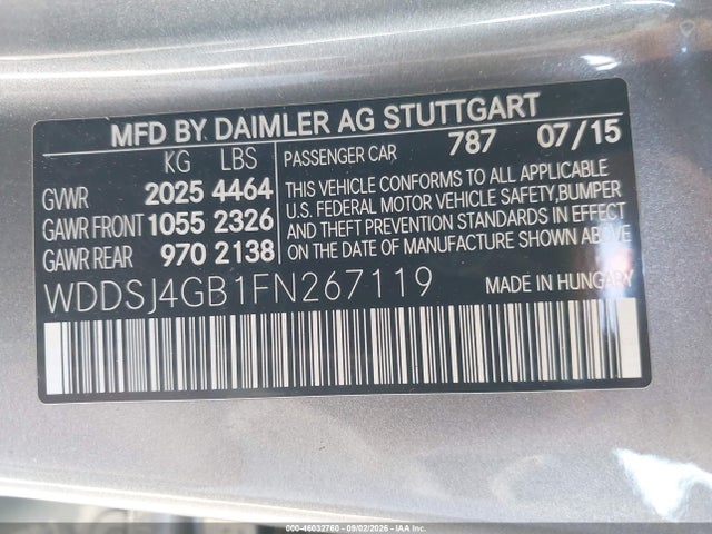 WDDSJ4GB1FN267119 Mercedes-Benz CLA 250 4MATIC