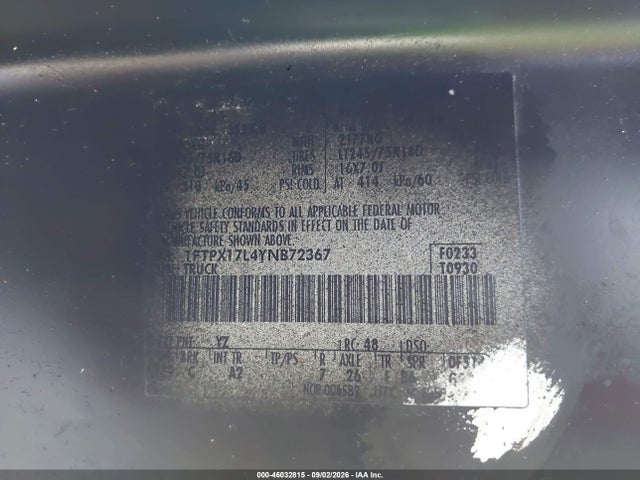 Aukcja sprzedaży 2000 Ford F-150 Lariat/work Series/xl/xlt, vin: 1FTPX17L4YNB72367, numer aukcji: 46032815