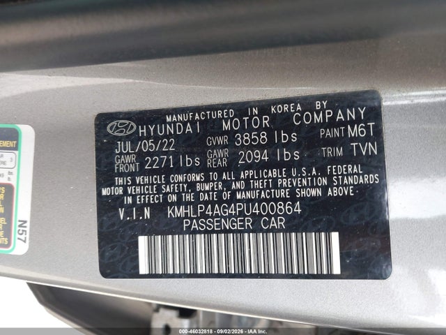 46032818 :رقم المزاد ، KMHLP4AG4PU400864 vin ، 2023 Hyundai Elantra Limited مزاد بيع