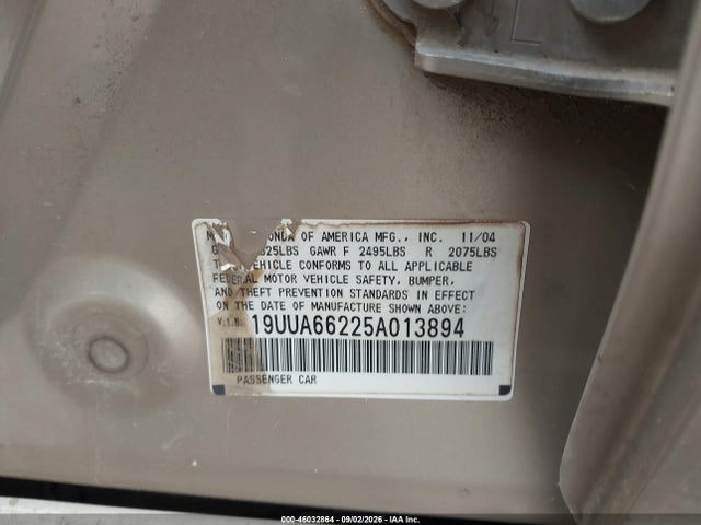 Aukcja sprzedaży 2005 Acura Tl, vin: 19UUA66225A013894, numer aukcji: 46032864