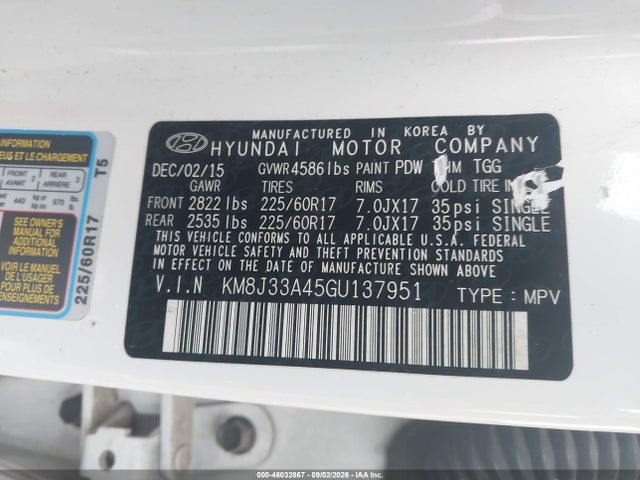 Продаж на аукціоні авто 2016 Hyundai Tucson Se, vin: KM8J33A45GU137951, номер лоту: 46032867