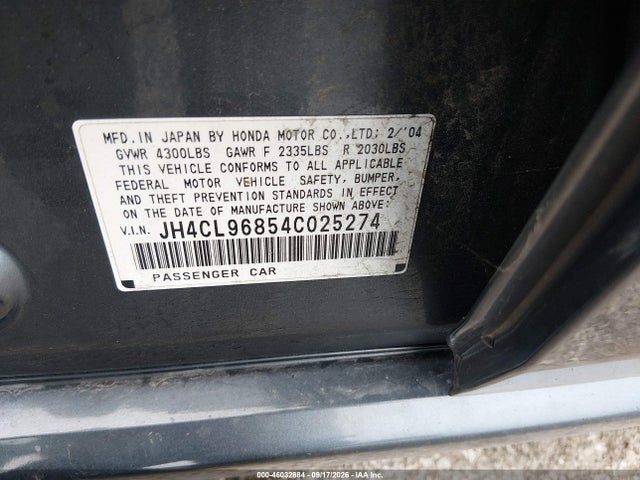 2004 Acura Tsx მანქანა იყიდება აუქციონზე, vin: JH4CL96854C025274, აუქციონის ნომერი: 46032884