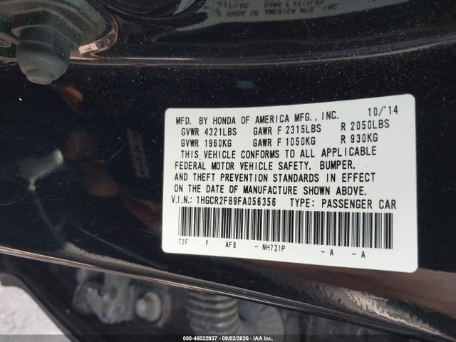 2015 Honda Accord Ex-l მანქანა იყიდება აუქციონზე, vin: 1HGCR2F89FA056356, აუქციონის ნომერი: 46032937